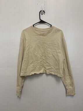 Yellow Label Cropped Womens XL Cream Yellow Crewneck Pullover Minimalistm M